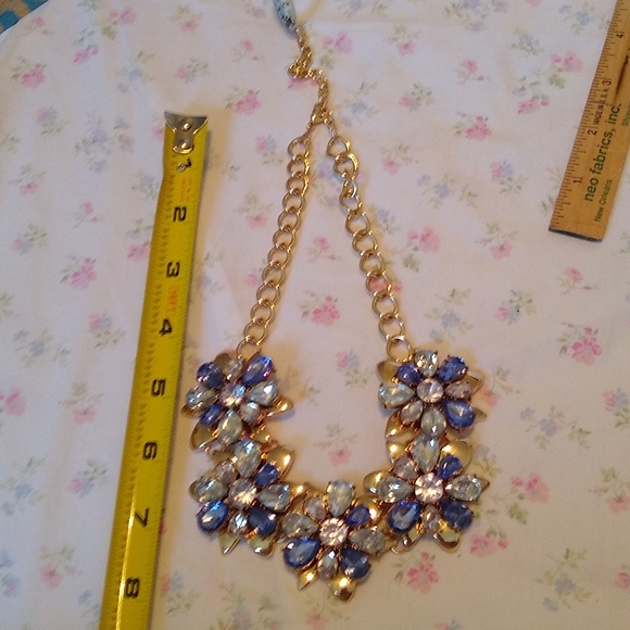 SugarFix by BaubleBar 2 tone blue and clear rhinestone statement necklace. NWOT - Picture 5 of 5